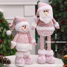 1pc Adjustable Height Charming Pink Snowman, Santa Claus & Reindeer Christmas Decor, Holiday Home & Office Decoration, Christmas Ornament, Window Display Prop, Thanksgiving & Christmas Gift