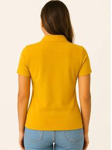 Baby Look Women's Premium Piquet Polo Collar - 金黃色 - 查看 2