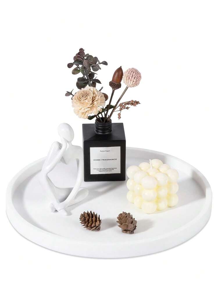 1 件梳妆台托盘，硅胶浴室装饰托盘收纳盒珠宝盘托盘适用于浴室卧室台面梳妆台收纳梳妆台珠宝收纳盒，白色大理石，适用于假日海滩、浴室收藏、卧室收藏，大容量 - 彩色 - 查看 8