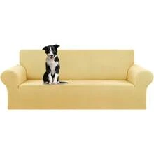 AMOROSA Juego De 3 Fundas Elásticas Para Sofá (1 Plaza, 2 Plazas, 3 Plazas) Cubre Sillones Para Sala Cobertura Completa Antideslizante Lavable Cómoda Y Ajustable Para Salas Para Casa - Caqui - Ver 3
