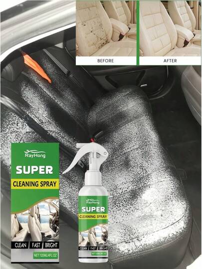 rayhong Nước xịt vệ sinh nội thất ô tô 120ml, dung dịch làm sạch sâu vải bọc ghế xe hơi, loại bỏ các vết bẩn cứng đầu trên ghế và thảm xe.