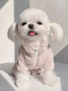 Thick Rabbit Fur Long Sleeve Pet Jacket, Cute Ins Style Warm Coat, Suitable For Small Dogs Like Maltese Pomeranian, Autumn/Winter