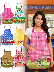 6  Mandil Acolchado Impermeable Con Bolsa Estampados Clásicos Material Resistente al Agua y Manchas - Surtido Aleatorio - Ver 1