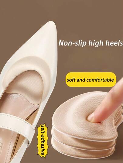 QKC 1 par de almohadillas antideslizantes para tacones altos y sandalias, hechas de material esponjoso para absorber el sudor y la comodidad, con respaldo adhesivo adecuado para mujeres