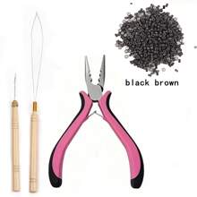 200/500/1000 件微链接发套件,3 件微链接珠工具钳,微链开启器和拆卸工具,适用于微纳米环珠接发或羽毛接发,粉色 - 彩色 - 查看 14