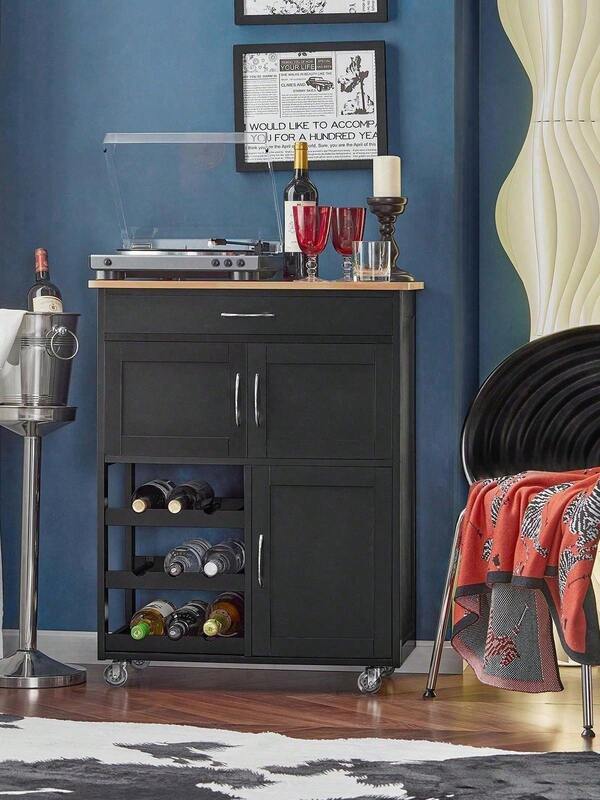 SoBuy FKW45-HG, Kitchen Storage Trolley Serving Trolley Kitchen Storage Cabinet With Stainless Steel Worktop