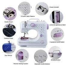 Portable Household Sewing Machine, With 12 Built-In Stitches & Foot Pedal For Sewing Beginners & Amateurs - 查看 2
