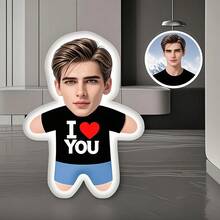 Customized Unique "I Love You" Mini Person Shaped Photo Printed Throw Pillow, Perfect Gift Choice For Valentine's Day, Halloween, Christmas, Thanksgiving, Anniversary,Durable,Breathable,Lightweight,Washable,Funny,Cute,Love,Soft,Comfortable,Elegant,Simple,Custom,Personalized,Unique,Ideal Gifts For Him,Ideal Gifts For Her,Him,Her,Boyfriend,Girlfriend,Dad,Mom,Family,Friends,For Anniversaries,For Mother's Day,For Birthdays,For Valentine's Day,For Graduation,For Father's Day,For Weddings,For Housewarming,Sofa,Bed,Car,Tea Room,Bedroom,Bathroom,Living Room,Dining Room