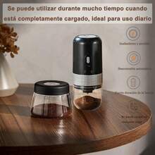 FELIN Molino de cafe electrico,Molino de cafe inalámbrico ajustable. Triturador de cafe de grano con núcleo cerámico en espiral. Adecuado para granos de café, especias.(negro) - Negro - Ver 3