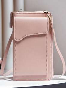 1 pezzo Borsa a spalla di grande capacità da donna, portafoglio lungo, porta carte di credito, custodia per telefono, colore unito, portafoglio, portafogli da polso