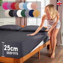 25cm Extra Deep Fitted Sheets: 100% Poly Cotton, Luxury Hotel Quality, Free Pillowcases – Soft Bedding, All Sizes, Multiple Colors, Around Elastic - Mocha 01 - View 5