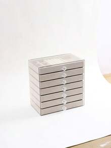 1pc, 7 Compartments 5 Layers Velvet Jewelry Box Drawer-Style Jewelry Box Ring Box Earring Storage Box Drawer-Style Jewelry Storage Box,3 Layers Clear Plastic & Velvet Drawers Jewelry Storage Box