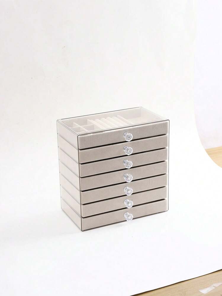 1pc, 7 Compartments 5 Layers Velvet Jewelry Box Drawer-Style Jewelry Box Ring Box Earring Storage Box Drawer-Style Jewelry Storage Box,3 Layers Clear Plastic & Velvet Drawers Jewelry Storage Box - Acrylic Jewelry Box - View 18