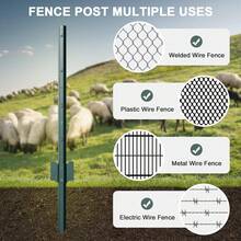5 Pack Metal Fence Post, 7 Feet Heavy Duty Garden With U-Post, No Dig Garden Fence Stakes For Temporary Fencing, Corner Anchor - 綠色 - 查看 2