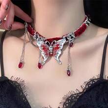 Butterfly Tassel Necklace Female Sweet Cool Spice Girl Temperament Fashion Exaggerated Niche Light Luxury Design Sense Collar Bone Chain - 蝴蝶型 - 查看 3