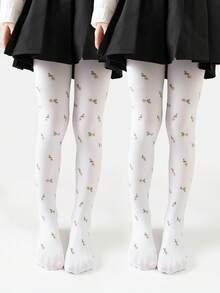 2 件儿童卡通印花舞蹈紧身裤，多功能连体裤 - 黑色 - 查看 13