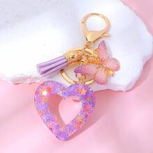 2025 Resin Hollow Heart Keychain With Tassel Butterfly Bag Pendant, Valentine's Day Gift, Hot Selling Cross-Border Item - Multicolor - View 15