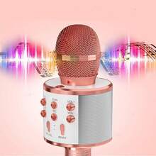 麦克风音响一体式话筒家用唱歌K歌无线蓝牙可插TF卡USB播放音乐户外派对家庭聚会麦克风麦无线话筒 - 彩色 - 查看 2