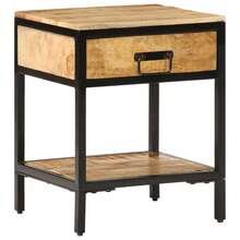 vidaXL Comodino 40x35x50 cm Legno Massello Ruvido Mango