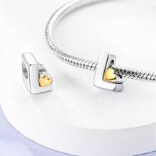 925 Silver Plated Heart Shaped Letter A-Z Pendant Charm, Smooth Letter Necklace A-Z Provides Multiple Choices. Ideal For DIY Bracelet And Necklace. Gold Heart Initial Letter Bead Pendant, Great Jewelry Gift For Women.