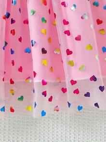 Kleine Mädchen Bunter Polka Punkt Mesh Trompetenärmel Rundhals Prinzessin Kleid, geeignet für Party, Outdoor, Alltag, Urlaub, Geschenk
