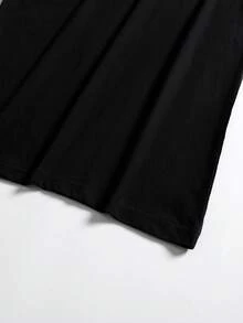 Women's  Doll Letter-Printed Pure Cotton Short-Sleeved Round-Neck T-Shirt - 黑色 - 查看 6