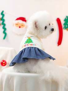 1 件宠物衣服，适合小型犬的狗猫服装，可爱的宠物装，温暖舒适的圣诞装 - 白色圣诞树 - 白色 - 查看 3