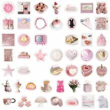 50pcs Pink Cute & Gentle Ins Style Minimalist Decorative Stickers For Bookshelf, Refrigerator, Wall, Picture Books - Multicolor - View 5