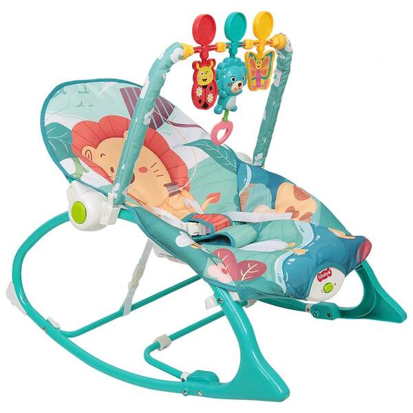 Baby Bouncer From Birth To 11 Kg, Fixed Or Rocking Position, With Play Bar, 3-Way Adjustable - Blue/Pink