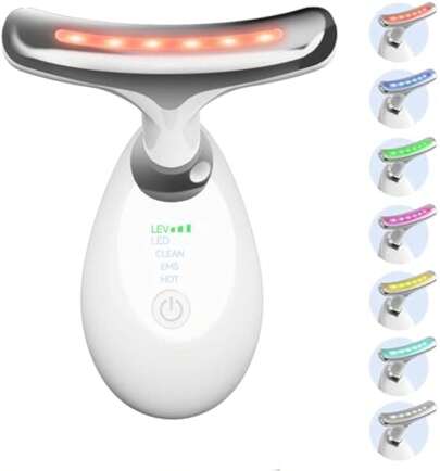 Facial Massager, Electric Facial Device, 3 Modes And 45°C For Skin Toning Beauty Device, 7 Colors Anti-Wrinkle Facial Device And Neck Massage Facial Massager For Women