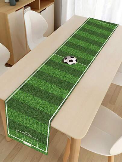1 pieza Camino de mesa de fútbol, bandera de mesa de poliéster de fútbol, mantel de fiesta con tema de fútbol, decoración de mesa para fiesta de cumpleaños, boda, bautizo, para interiores y exteriores, mantel, regalos, decoración de muebles, cocina, comedor, decoración del hogar, accesorio de fiesta