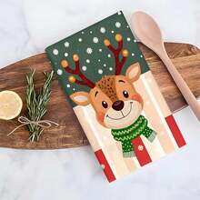 1set/2pcs/100pcs Christmas Deer Pattern Kitchen Rags And Dish Towels, Suitable For Interior Decoration In Restaurants, Kitchens, Bathrooms, Party Decorations, And Can Be Used As Holiday Gifts - Multicolor - View 10