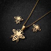 3 Stücke/Set, modische Edelstahl Halsketten-Set für Damen und Paare mit Tierelementen, geeignet für den täglichen Lässig-Stil