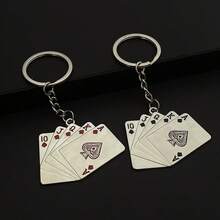 创意黑桃A水钻扑克牌红心A小众钥匙扣，情侣包包挂件礼物，扑克同花顺钥匙扣挂件，搞怪钥匙圈 - 多色新-6 - 查看 2