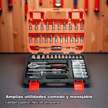 Juego de 53 Piezas de Caja de Herramientas Reparación de Auto Llave de Trinquete Juego Combinado 1/4 Pequeña Mosca Hexágono Torx Herramienta Rotativa - 53 piezas - Ver 5