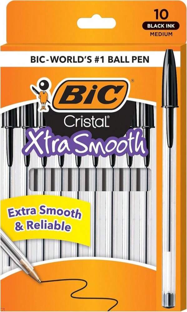 BIC Cristal Xtra Smooth Ballpoint Pen, Medium Point (10mm), Black, For Everyday Writing Activities, 10-Count - MàuB - Xem 2