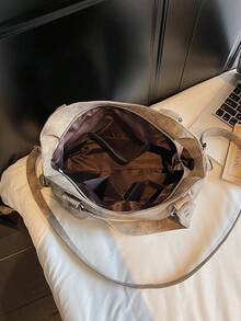 New Arrival Large Capacity Minimalist Casual Tote Bag - Khaki - View 6