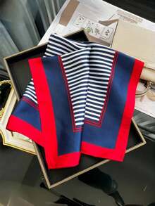 1 pieza Nuevo pañuelo cuadrado pequeño de mujer de seda sintética con estampado de líneas, 60 colores, versátil pañuelo, cinta decorativa para bolso, corbata de cuello, pañuelo de cabeza, adecuado para uso diario con vestido - Multicolor - Ver 4