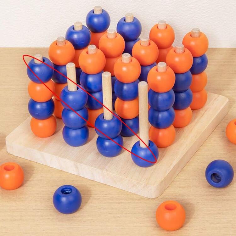 Children's Puzzle Game Large Size Three-Dimensional Gravity Four Piece Chess Montessori Teaching Aids Gomoku Spatial Logic Thinking Toys Three-Dimensional Gravity Four Piece Chess Puzzle Thinking Toys For Primary And Secondary School Students Adult Gomoku School Children's Board Game Parent-Child Toys - Multicolor - View 3