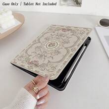 1pc Vintage Floral Pattern Elegant Luxury Protective Case With Pencil Slot, Compatible With IPad 10.9/10.2/Air 5th Gen/Pro 11/10th Gen/9.7/Air 2/IPad (7th Gen)/IPad (8th Gen)/IPad Air 4/5/IPad Pro 11/IPad 10th Gen 10.9" (2022)/IPad Air 13" (M3 2025)/IPad Air 11" (M3 2025)/IPad 11" (A16 2025), Galaxy Tab S10+/S9/A9, With Auto Sleep/Wake Function - Multicolor - View 4
