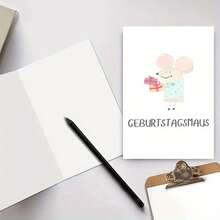 Deutscher Maus Geburtstagskarte mit Umschlägen - (11cm*16cm) - Spaßiger & verspielter Entwurf für jeden Anlass - Perfektes Geschenk für Freunde, Familie & Geliebte (Ehemann, Ehefrau, Freund, Freundin) (1 Karte + 1 Umschlag) - Mehrfarbig - Übersicht 8