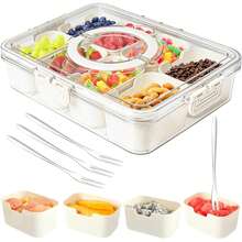 Snackle Box Container,Portable Snack Box 8 Compartment Divided Serving Tray With Lid And Handle,Clear Storage Organizer For Fruit Candy Nuts Veggie-Perfect Ideal For Party,Travel & Picnic UseWhite,1Pack - PP八分格(可 進洗碗機) - 查看 1