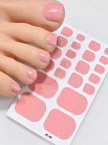 110片装闪亮脚趾全贴甲贴 5张春夏金属青瓷色自粘脚趾甲油贴条 闪亮亮片美甲奢华自粘甲贴 女士女孩日常DIY美甲 - 彩色 - 查看 5