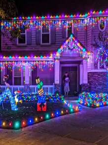 1pc Solar-Powered String Lights, 97/160 LED Solar Icicle String Lights, Outdoor Waterproof Fairy Lights ,Curtain String Light For Garden, Yard, Halloween, Christmas, Thanksgiving, Parties, Camping, Weddings & Birthdays - Waterproof, 8 Flashing Modes