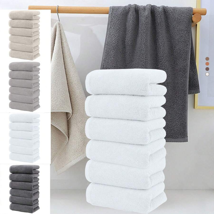 6/5 Pack Premium Cotton Face Towels, Ultra Soft  Washcloths For Body & Sensitive Skin Quick-Dry Absorbent Bath Towels (30x14 Inces), Bulk Bath Towels Set, Machine Washable, Durable Home Towels - trắng - Xem 1