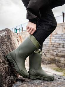 Couple's Rain Boots, Women's Mid-Calf Waterproof Shoes, Men's Rain Boots, Anti-Slip Water Shoes, Thick Sole Kitchen Boots, Elastic Ankle