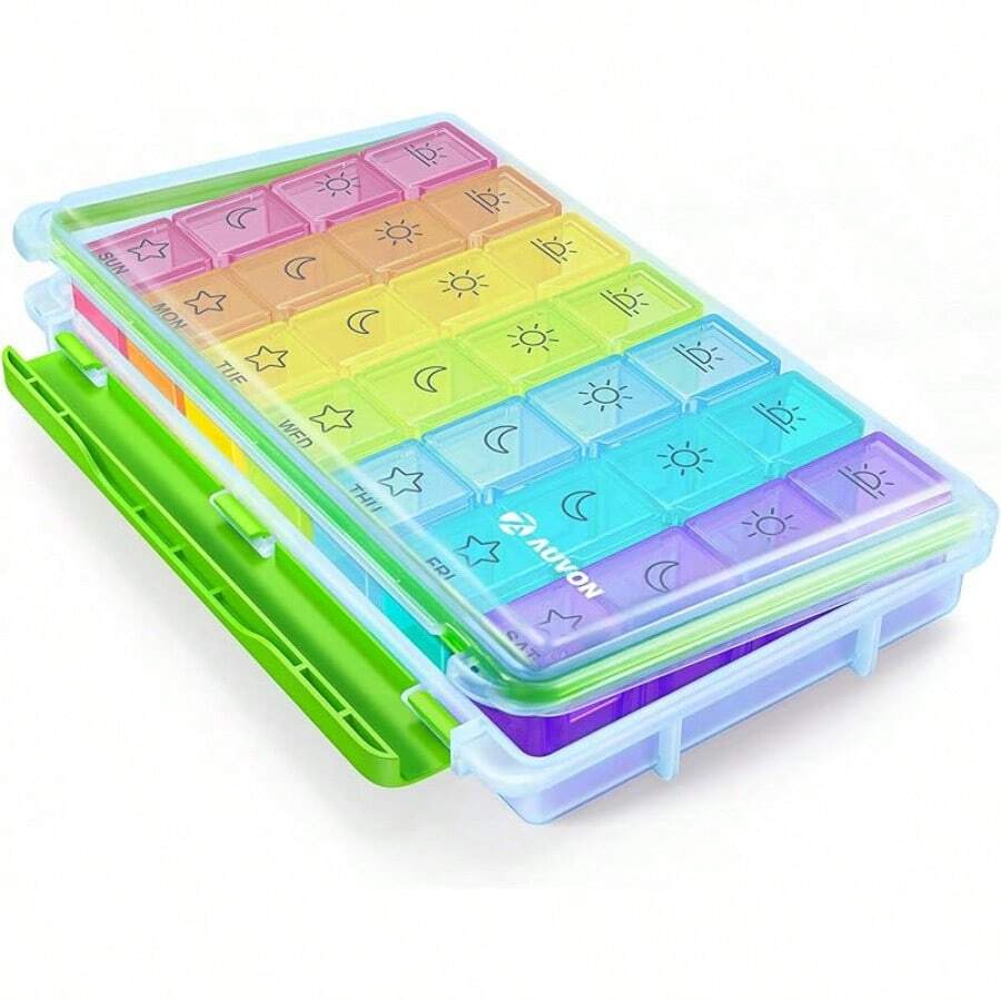 AUVON IMedassist-Proof Weekly Organizer 4 Times A Day, Large Day Box ...