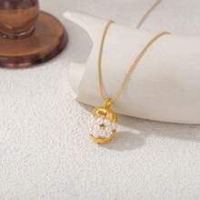 1 chiếc dây chuyền mạ đồng đính ngọc trai biển Pháp, mặt dây chuyền kiểu choker sang trọng và thanh lịch. - vòng cổ - Xem 3