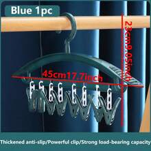 1pc Space-Saving Multi-Function Clothes Hanger With Clips For Home Use – Versatile Clothes Rack And Sock Drying Rack, Includes Clothes Clips And Hanging Organizer, Self-Assembly Required, Ideal For Dorms, Apartments, Laundry Rooms, Walk-In Closets, Garment Drying And Air-Drying, Daily Laundry Organization, Easy Access, Durable Plastic Frame, Lightweight Yet Sturdy, Maximizes Vertical Space - Multicolor - View 5