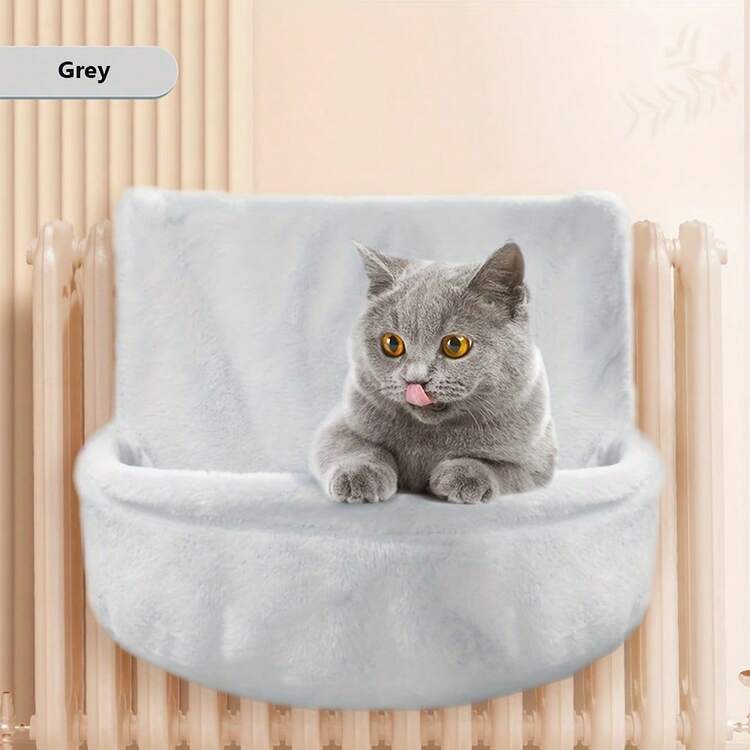 Hanging Plush Cat Basket Hammock, Warm & Comfortable Cat Furniture Radiator Bed, Adjustable Metal Frame, Suitable For Most Radiator Types - Max Load 7kg - Multicolor - View 9